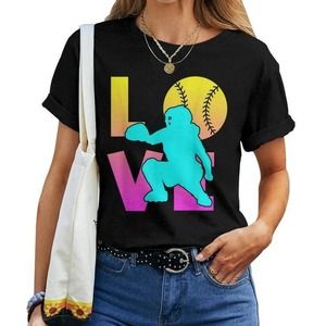 Cute I Love Softball- Catcher N Girl Unisex T-shirt